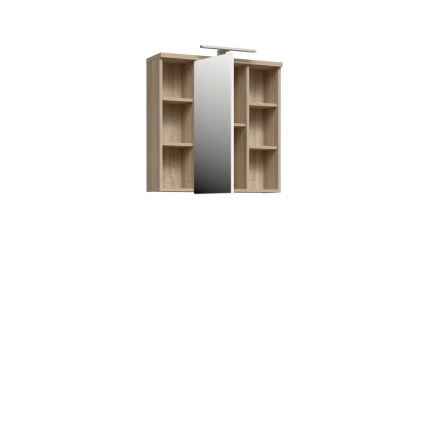 Meuble de salle de bains mural avec miroir VENOM, blanc/chêne Sonoma