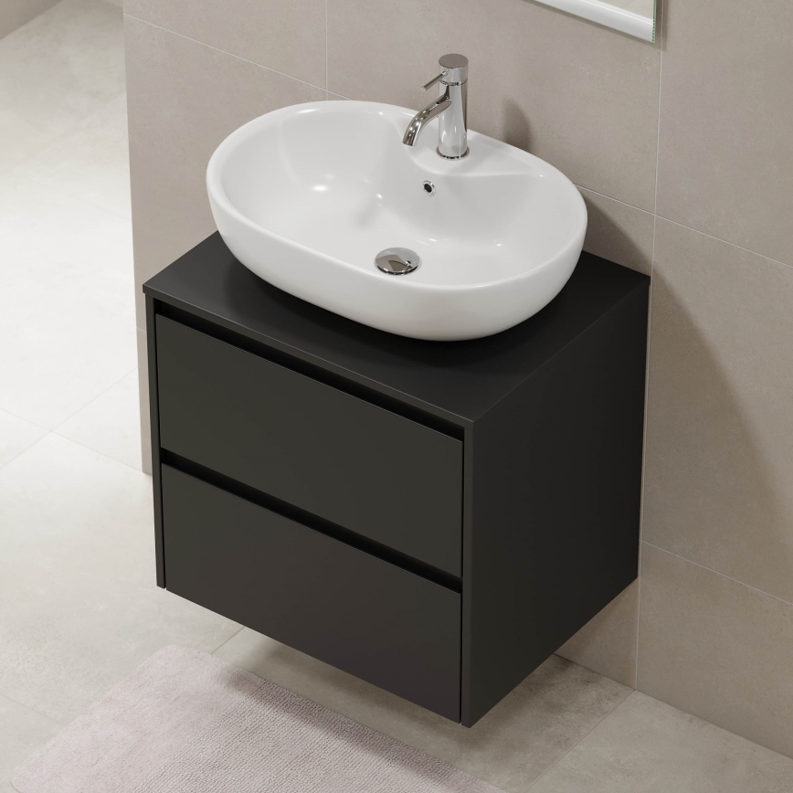 Meuble de salle de bains TRONDHEIM pour lavabo 60 cm noir
