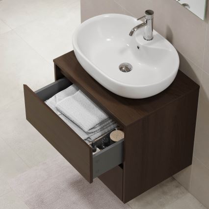 Meuble de salle de bains TRONDHEIM pour lavabo 60 cm, noyer