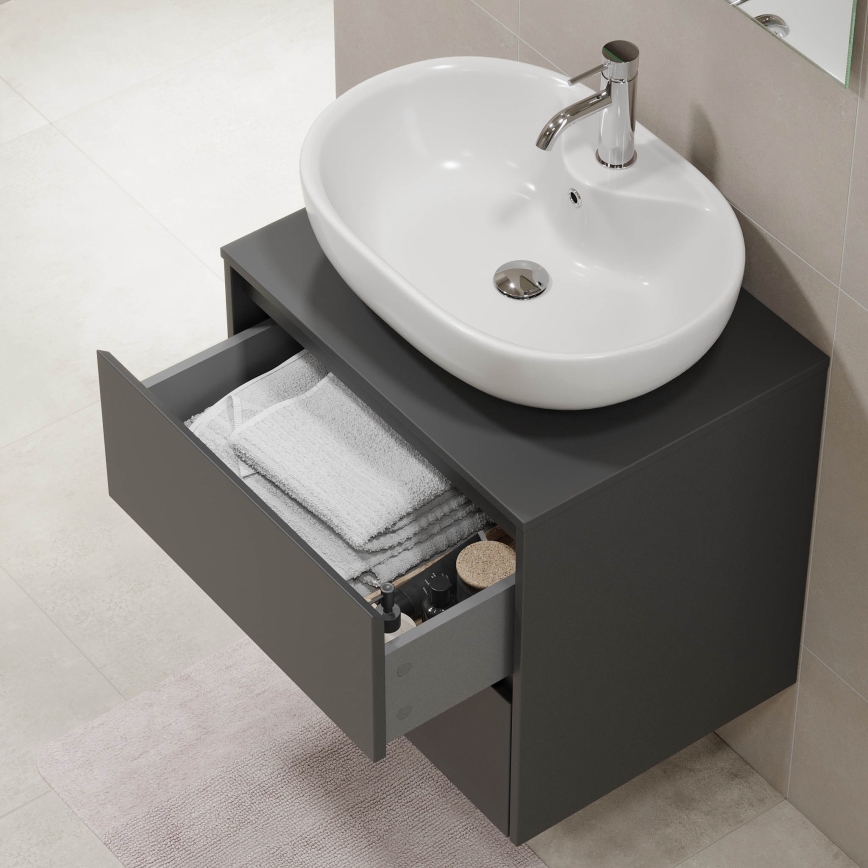 Meuble de salle de bains TRONDHEIM pour lavabo 60x57x46 cm, anthracite