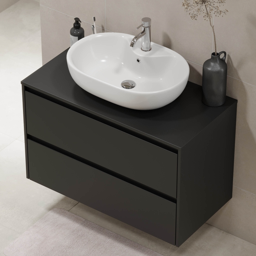Meuble de salle de bains TRONDHEIM pour lavabo 90 cm, noir