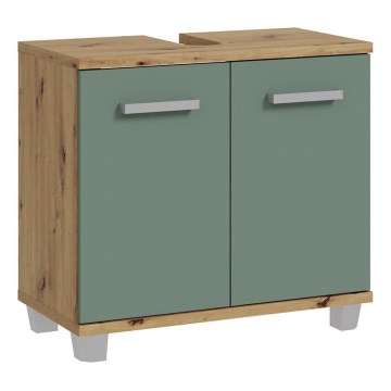 Meuble de salle de bains VENOM vert/chêne artisanal