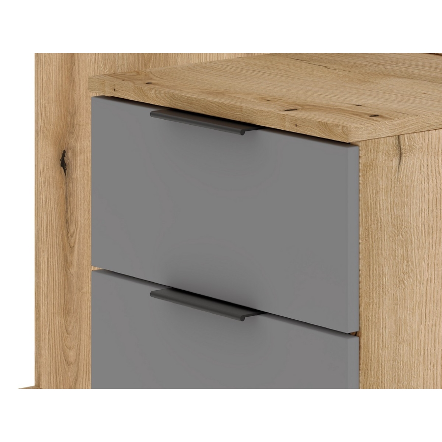 Meuble d'entrée avec miroir SVEN marron/graphite