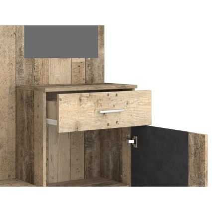 Meuble d'entrée mural avec miroir NOLAN brun/graphite