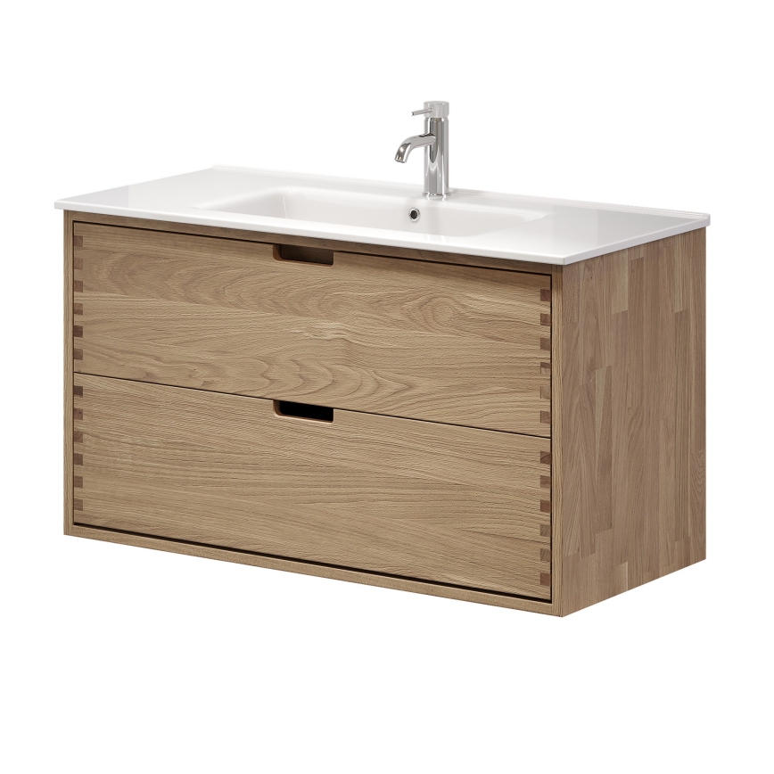 Meuble-lavabo GRIBSKOV 100 cm beige/chêne/blanc