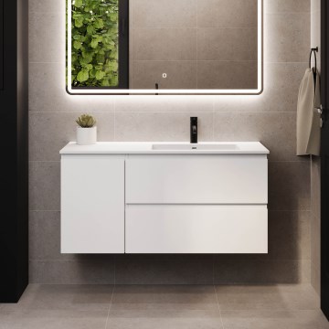 Meuble-lavabo HELSINKI 115 cm version droite/blanc