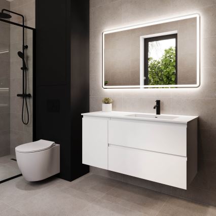 Meuble-lavabo HELSINKI 115 cm version droite/blanc