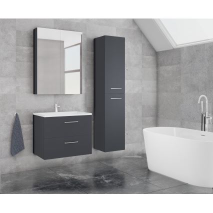 Meuble-lavabo KATE + armoire miroir + armoire murale anthracite