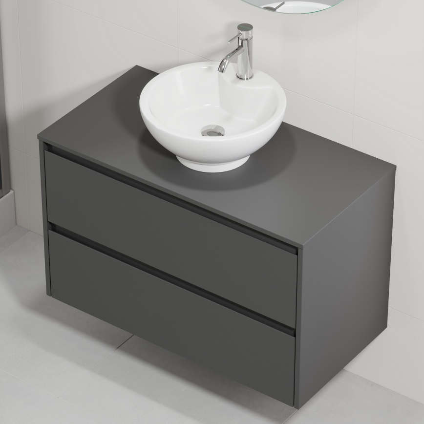 Meuble-lavabo TRONDHEIM/DRAMMEN 90x57x46 cm anthracite/blanc