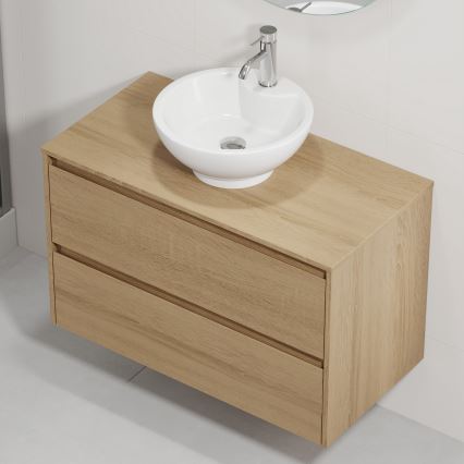 Meuble-lavabo TRONDHEIM/DRAMMEN 90x57x46 cm chêne/blanc