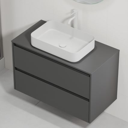 Meuble-lavabo TRONDHEIM/LJORDAL 90x57x46 cm anthracite/blanc