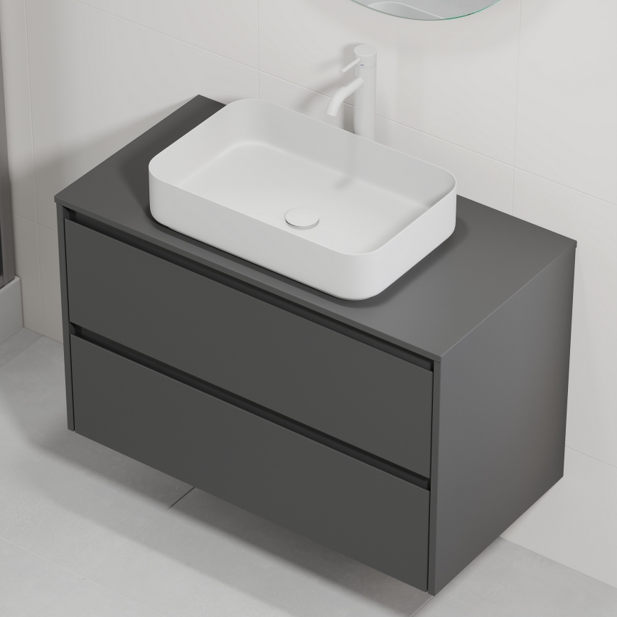 Meuble-lavabo TRONDHEIM/LJORDAL 90x57x46 cm anthracite/blanc