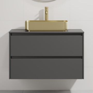 Meuble-lavabo TRONDHEIM/LJORDAL 90x57x46 cm anthracite/laiton