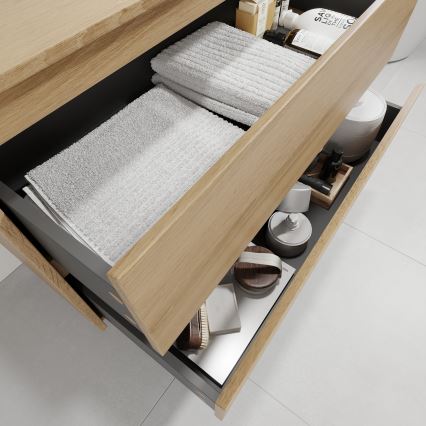 Meuble-lavabo TRONDHEIM/LJORDAL 90x57x46 cm chêne/laiton