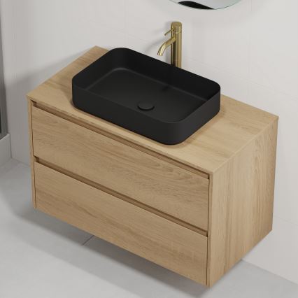 Meuble-lavabo TRONDHEIM/LJORDAL 90x57x46 cm chêne/noir