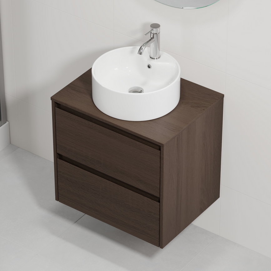 Meuble-lavabo TRONDHEIM/VIKEDAL 60x57x46 cm noyer/blanc