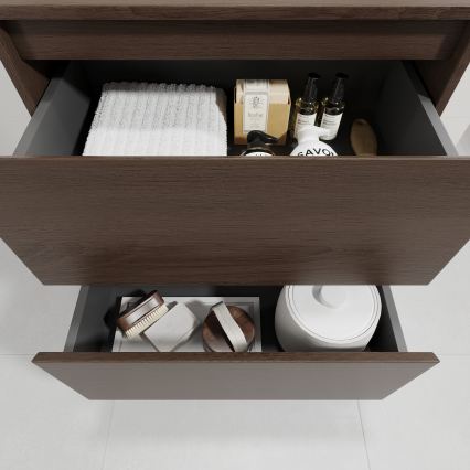 Meuble-lavabo TRONDHEIM/VIKEDAL 60x57x46 cm noyer/blanc
