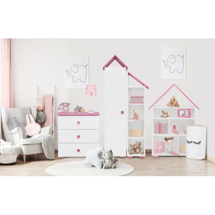 Meuble PABIS 87x83 cm blanc/rose
