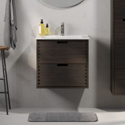 Meuble sous-lavabo GRIBSKOV 60 cm brun/chêne