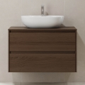 Meuble sous-lavabo TRONDHEIM pour lavabo 90 cm, finition noyer