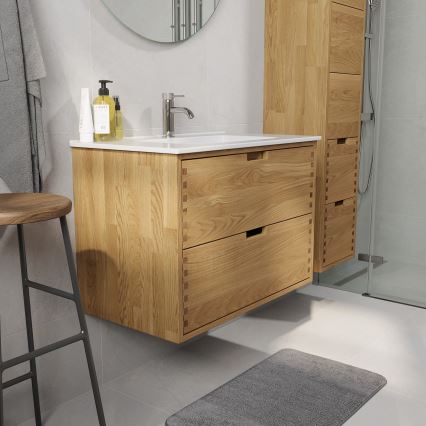 Meuble sous-vasque GRIBSKOV 80 cm beige/chêne