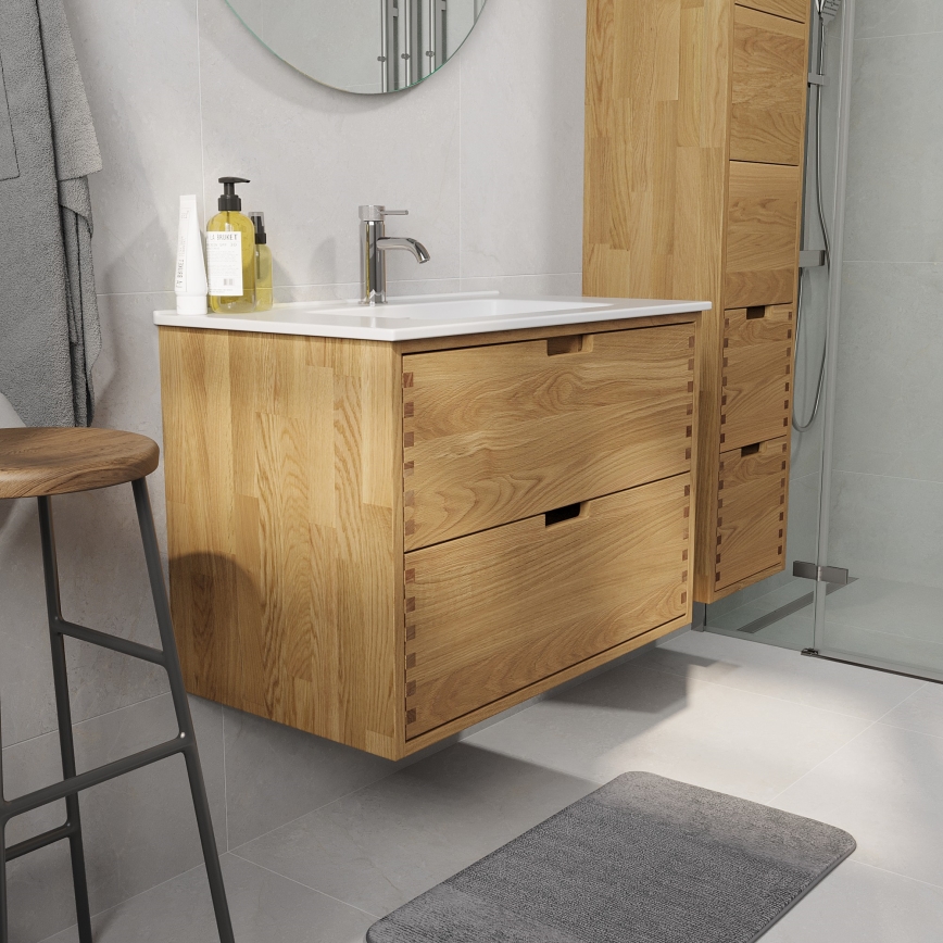Meuble sous-vasque GRIBSKOV 80 cm beige/chêne