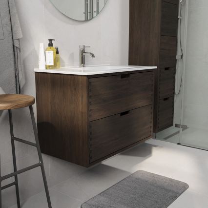 Meuble sous-vasque GRIBSKOV 80 cm marron/chêne