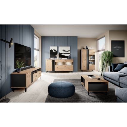 Meuble TV BADIA chêne/anthracite