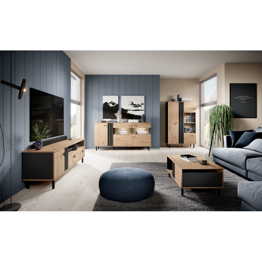 Meuble TV BADIA chêne/anthracite