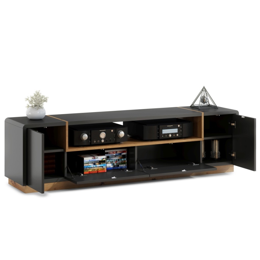 Meuble TV FRED anthracite/chêne artisan