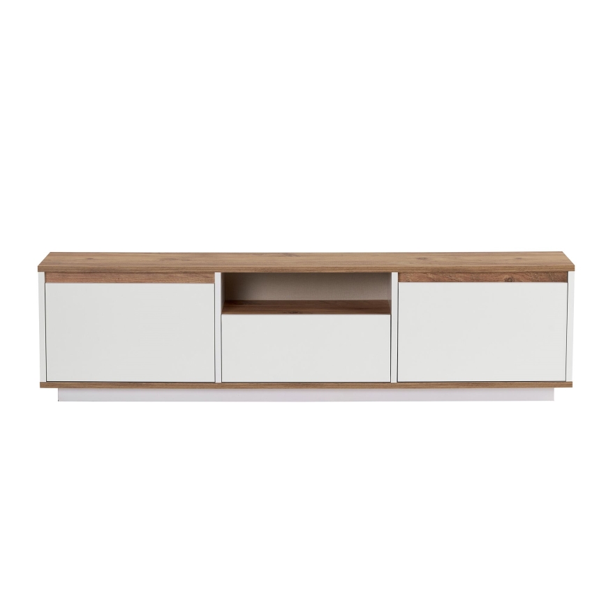 Meuble TV KREDE 160 x 30 cm, blanc/pin