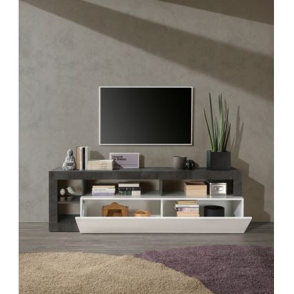 Meuble TV LENOR blanc/anthracite