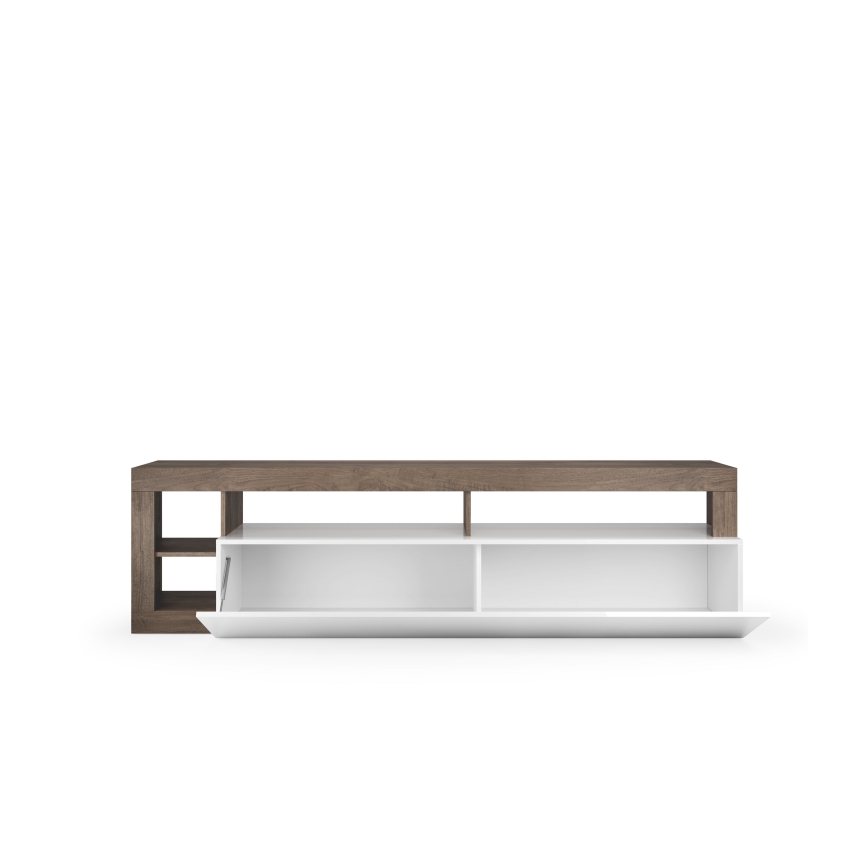 Meuble TV LENOR blanc/chêne