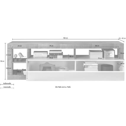 Meuble TV LENOR blanc/chêne