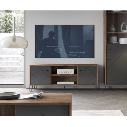 Meuble TV SULA chêne craft/noir