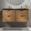 Meuble vasque GRIBSKOV 120 cm beige/chêne/noir