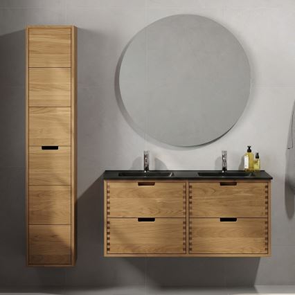 Meuble vasque GRIBSKOV 120 cm beige/chêne/noir