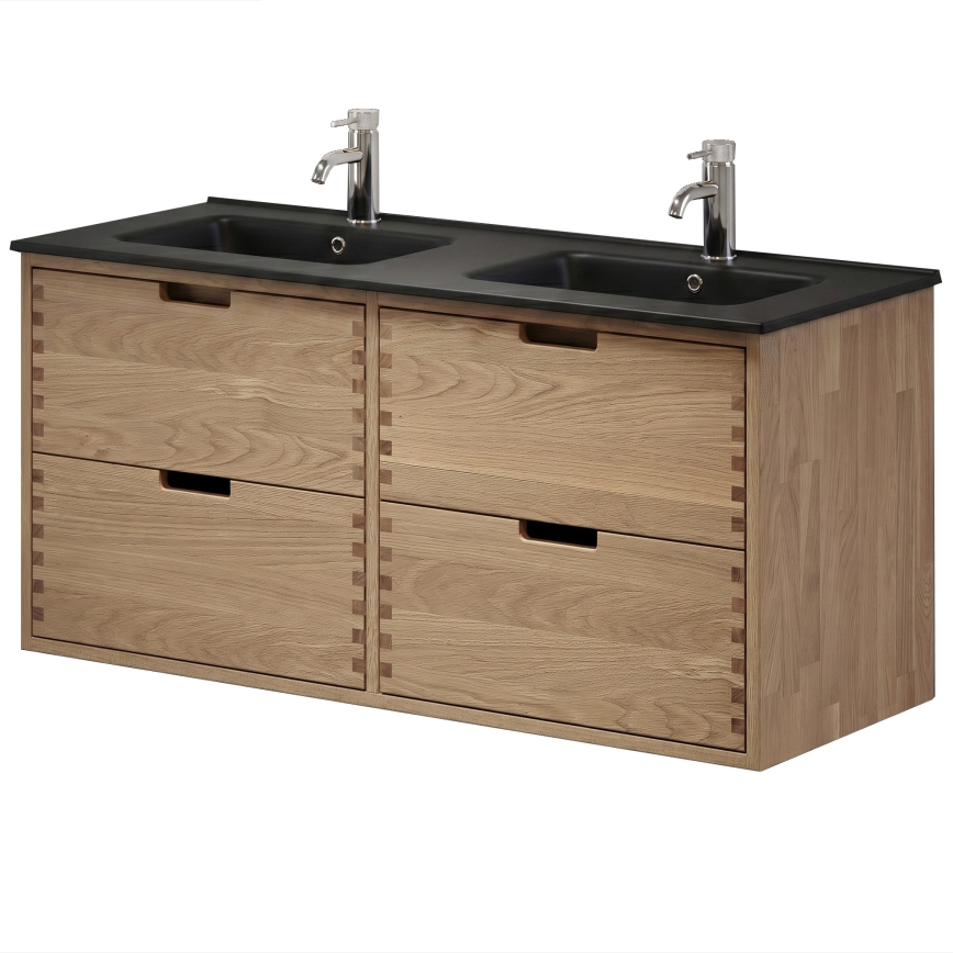 Meuble vasque GRIBSKOV 120 cm beige/chêne/noir