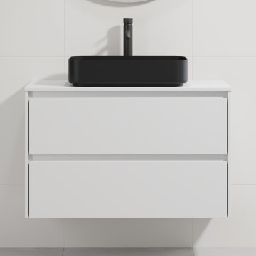 Meuble vasque TRONDHEIM/LJORDAL 90x57x46 cm blanc/noir