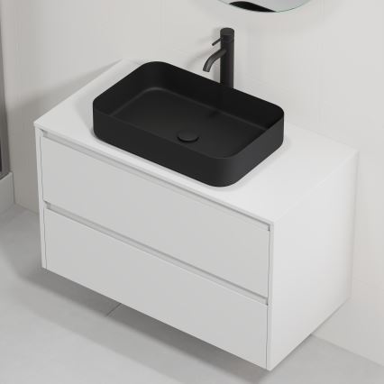 Meuble vasque TRONDHEIM/LJORDAL 90x57x46 cm blanc/noir