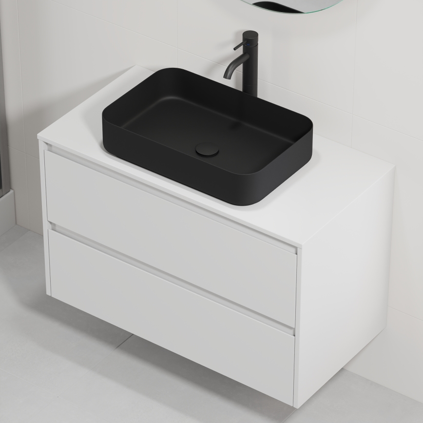 Meuble vasque TRONDHEIM/LJORDAL 90x57x46 cm blanc/noir