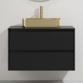 Meuble vasque TRONDHEIM/LJORDAL 90x57x46 cm noir/laiton