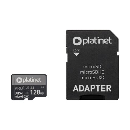 Micro SDXC 128GB U3 Pro A1 90MB/s + Adaptateur SD