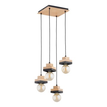 MIKO hanglamp met snoer 4xE27/15W/230V zwart/beige