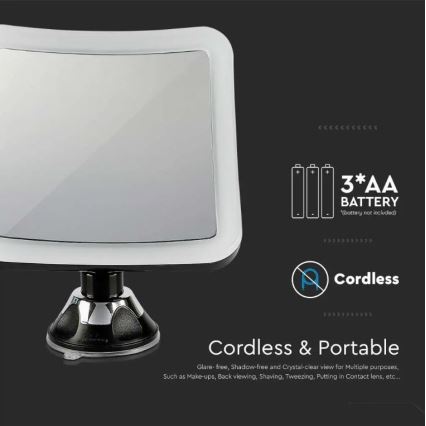 Miroir de maquillage LED/3,2W/4,5V 3xAA IP44