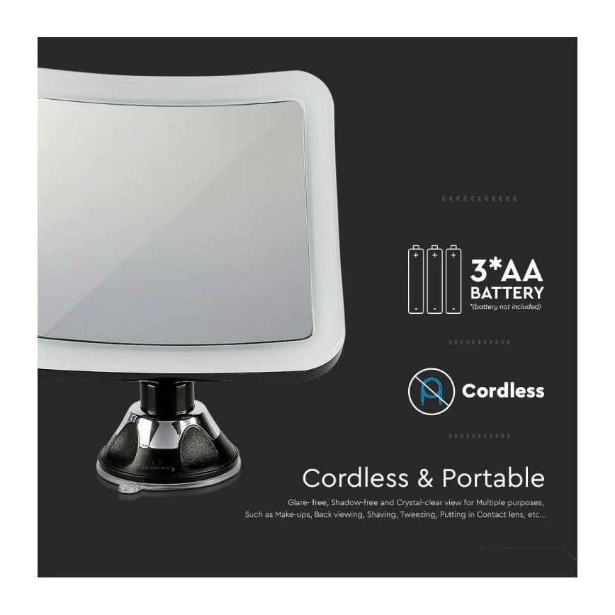 Miroir de maquillage LED/3,2W/4,5V 3xAA IP44