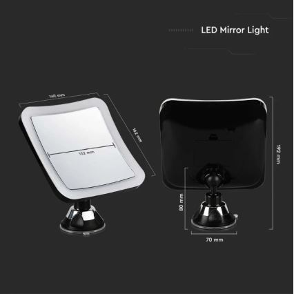 Miroir de maquillage LED/3,2W/4,5V 3xAA IP44