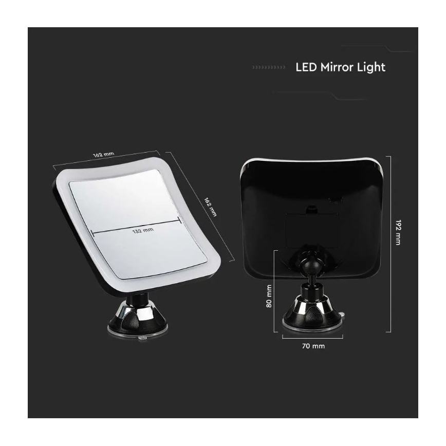 Miroir de maquillage LED/3,2W/4,5V 3xAA IP44