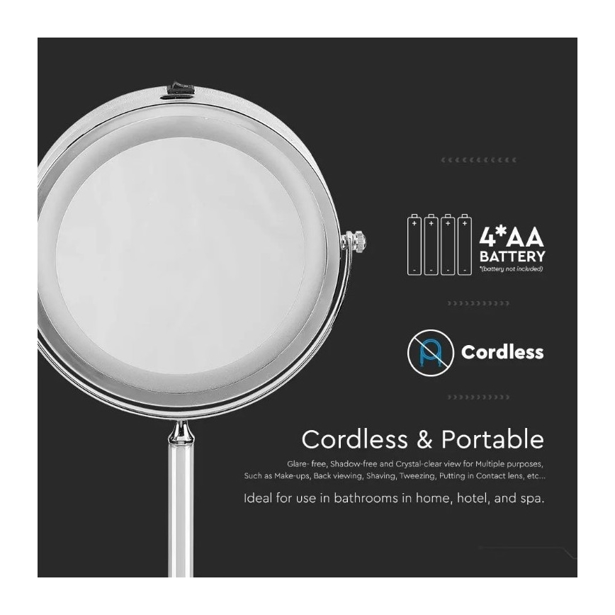 Miroir de maquillage LED/3W/6V 4xAA IP44