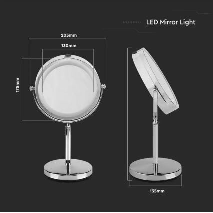 Miroir de maquillage LED/3W/6V 4xAA IP44